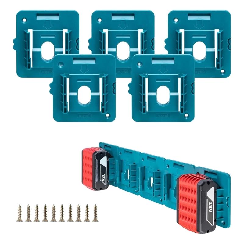 5Pcs Battery Holder Tool Holder Battery Holder for 18V Battery BL1850 BL1840 BL1830 Tool Holder Storage Rack Holder