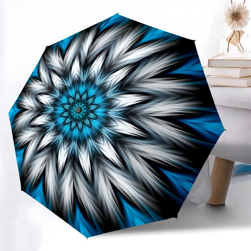 1pc Blue Abstract Mandala Folding Umbrella | Elegant Design, Fashionable Accessory, Durable Construction, Sturdy Ribs Yy251107039
