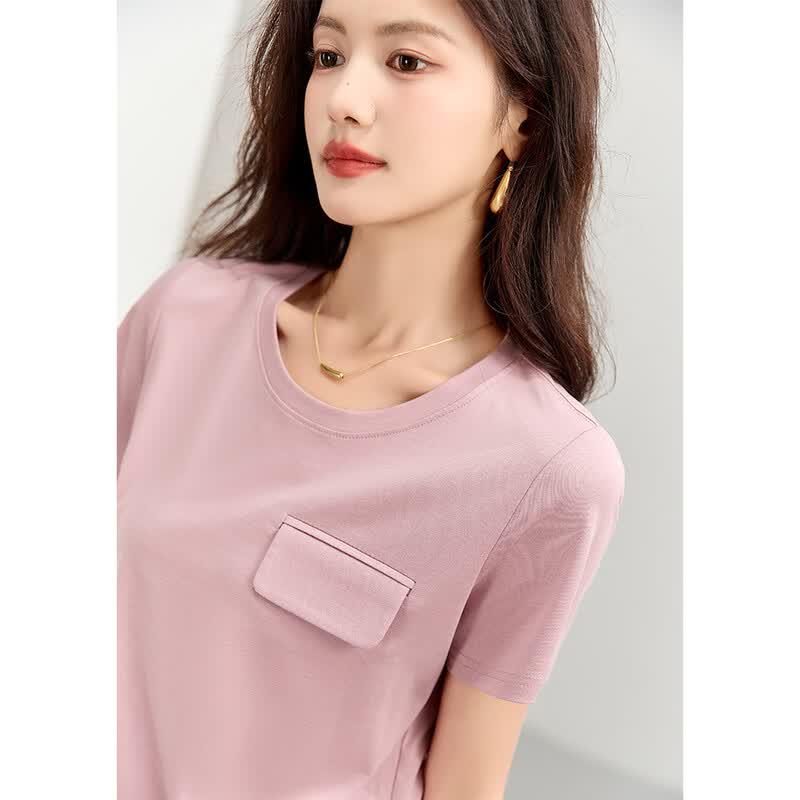 ORIGIN Silk Blend Basic Short Sleeve T-Shirt