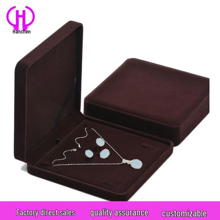 Flocked Jewelry Box for Necklace, Rings, Bracelets & Earrings - 4-Piece Set