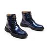 Luxury Snake Designer Ankle Boots Man Blue Patent Leather High Top Boots Men Quality Glitter Men's Platform Boots