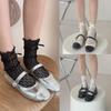Lace Calf Socks Bowknot Middle Tube Sock Summer Hollow Out Stocking for Student Girl Lady Japanese Style Socks