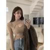 Slim-Fit Semi-High Neck Long-Sleeve Top for Women - 2024 Spring/Autumn/Winter Collection