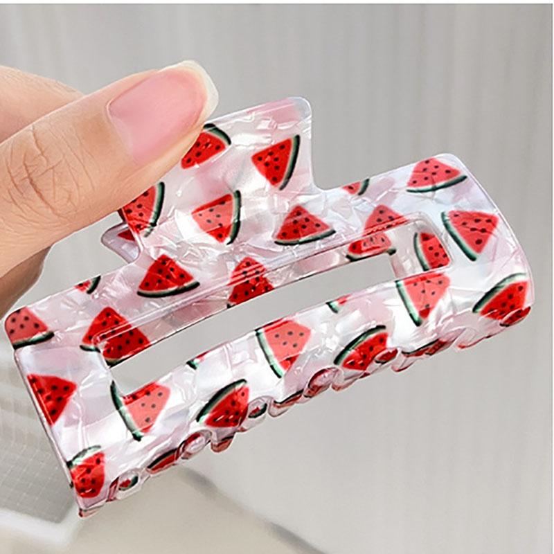 1 Stück Frische Frucht Quadratisch Hohl Acryl Haarspange, Geeignet für Dickes Haar, Mittelhohe Frisuren, Haiklammern, Haarzubehör