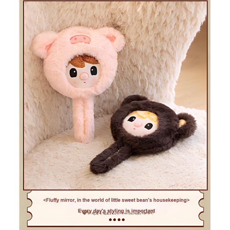 New POP MART Little Sweet Bean Animal Housekeeping Collection, Handheld Plush Mirror Doll Product 23cm 1220831002