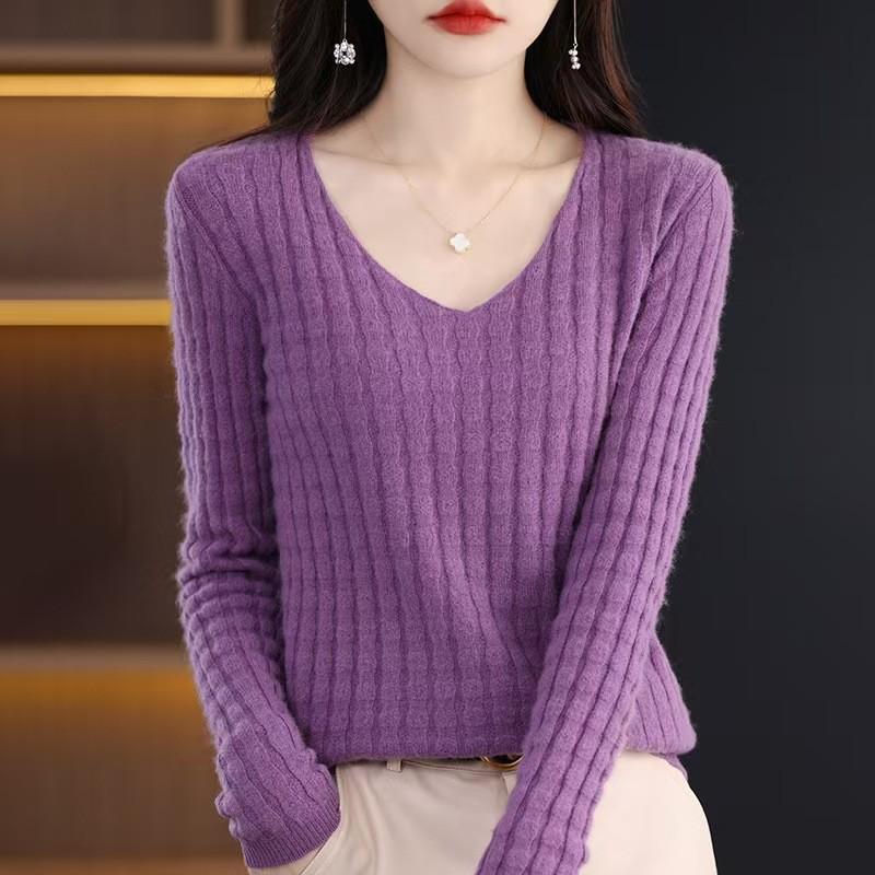 Women's Slim Fit Elegant Long-Sleeve Knitted Pullover Sweater