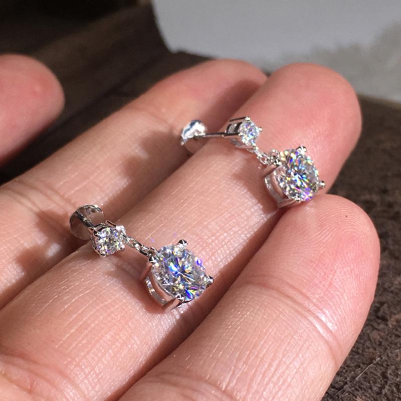 Huitan Metal Zinc Alloy Color/Gold Color Dangle Earrings for Women Chain with Cubic Zirconia Charms Hip Hop Stylish Girls Zircon