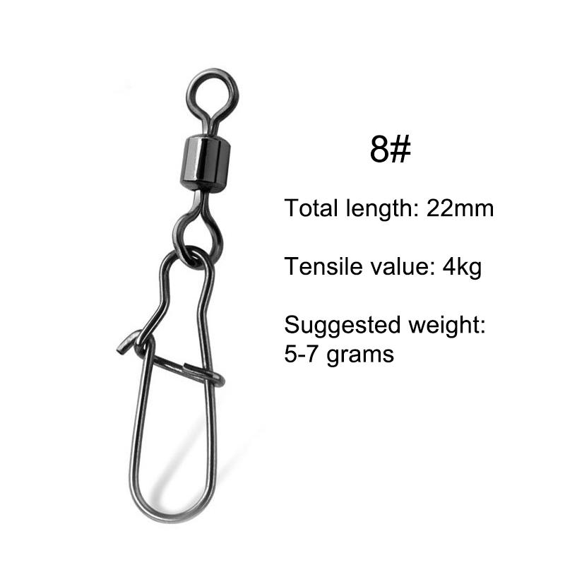 40 Pcs Stainless Steel Fishing Connector Pin Bearing Rolling Swivel Snap In Box Fishing Tackle Accessories For Lure Hook