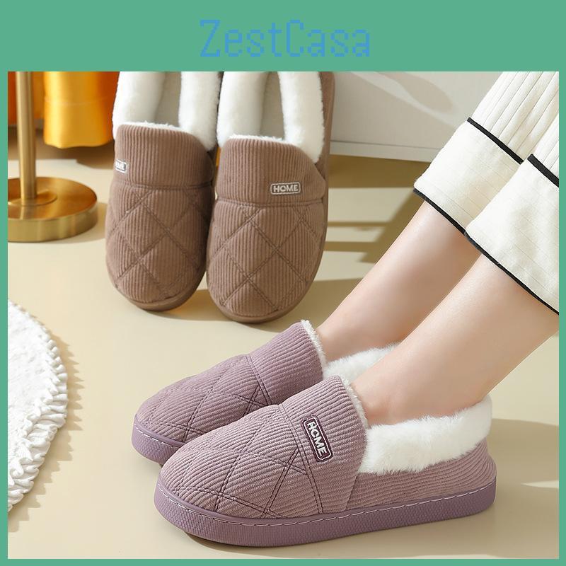 Corduroy Cotton For Cozy Slippers Couples Thicksoled Antislip Home Footwear For Autumn And Winter