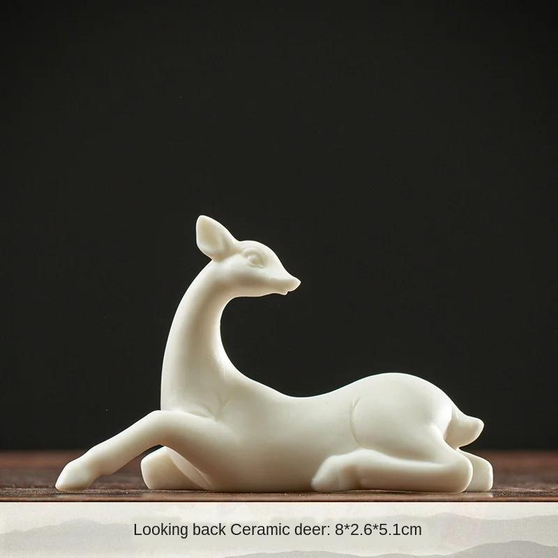 

Mini Small Number Ceramic Ornament Animal Deer Ceramic Whiteware Handicraft Zen Flower Pot Gardening Tea Pet Mini Tea Set
