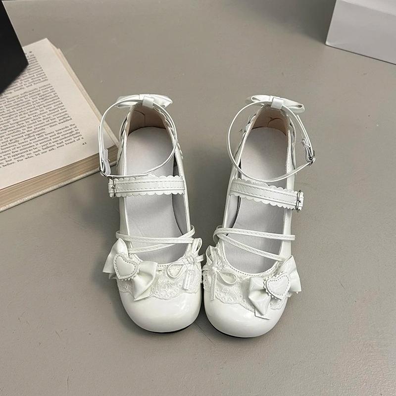 Modische Schleifen Mary Janes Herbst Neu Runde Zehenpartie Flacher Ausschnitt Ein Riemen Farbblock Rutschfester Blockabsatz Einzelne Schuhe