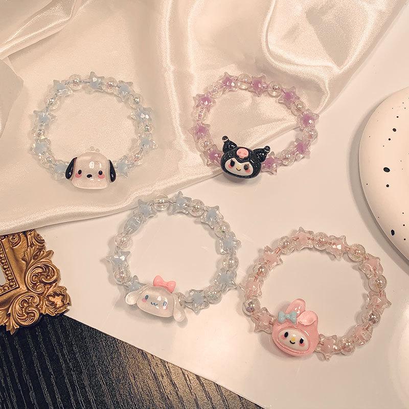 Sanrio Kuromi Cute Anime Cartoon Couple Bracelet Birthday Gift Jewelry Accessories Hair Ring Head Rope Girl Gift