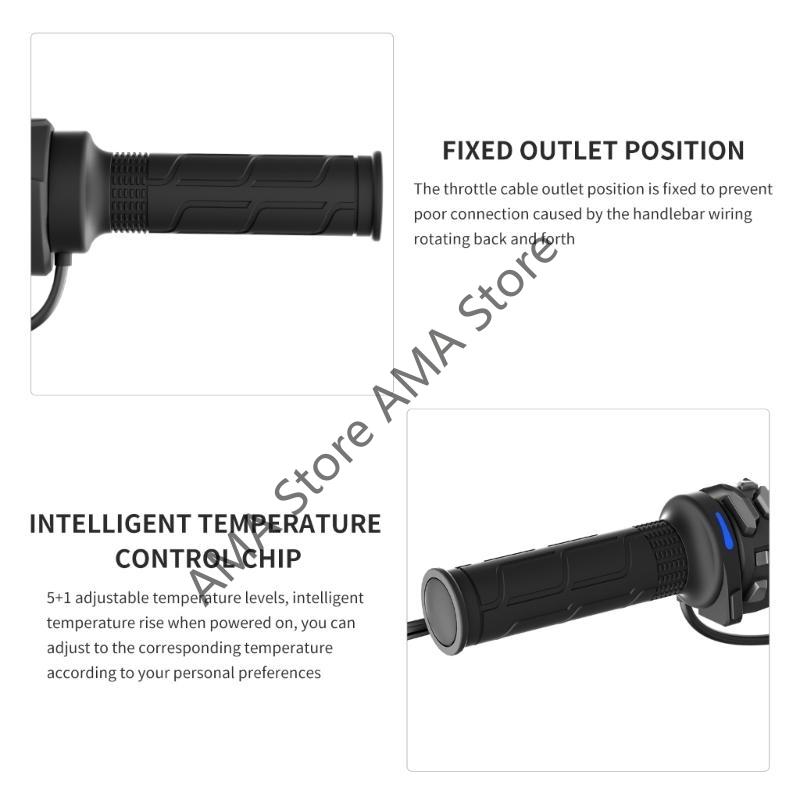X7JF Motorcycle Rubber Heated Grips 6 Speed Memory Function Heating System for Winter
