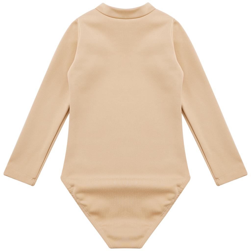 Kids Girls Gymnastics Leotards Long Sleeves Nude Undergarment Leotard for Girls Ballet Dance Wear