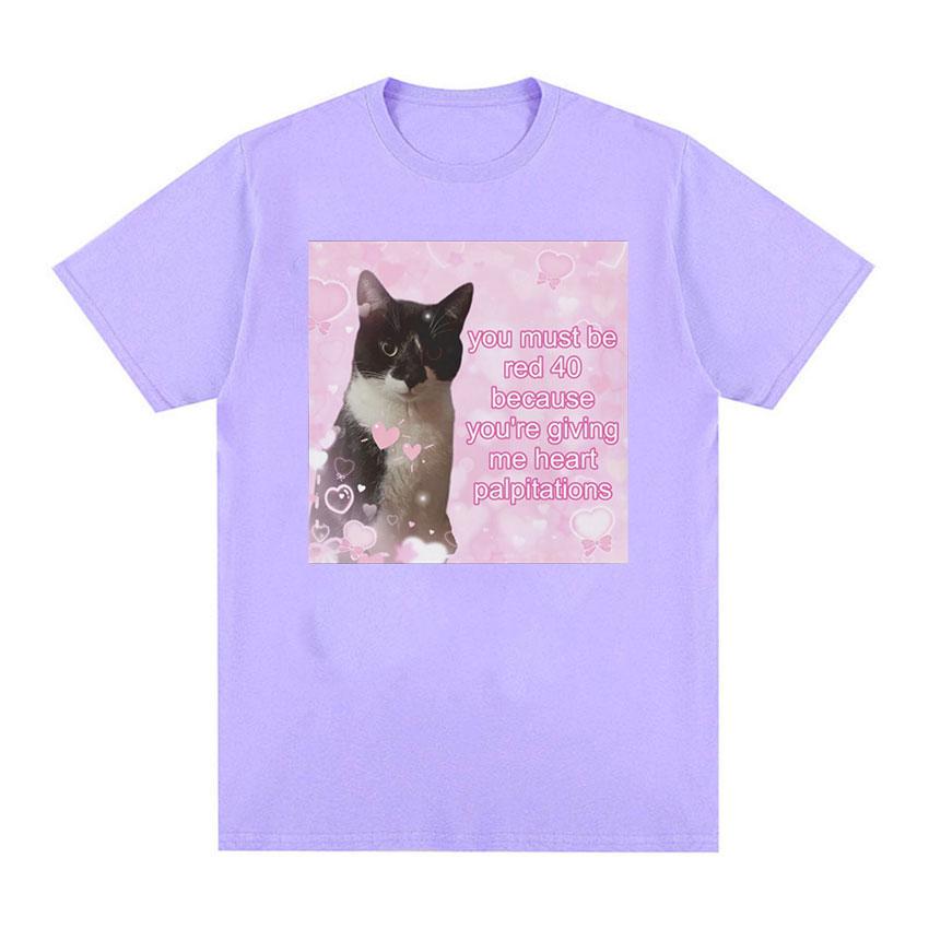 

Футболка You Must Be Red 40 Cute Cat Meme с рисунком для мужчин и женщин, модная повседневная одежда, футболки, летняя футболка большого размера из 100% хлопка