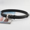 Black Rivet Belt Pin Buckle Adjustable Single Loop Design For Men And Women
