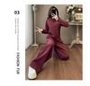 Spring Casual Fashion Set: Women's Korean-Style Zipper Cardigan Hoodie with Wide-Leg Pants, Two-Piece Set