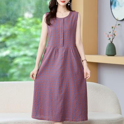 Şık Kadın Uzun Elbiseler Yazlık Vintage Giyim Günlük Kolsuz Elbise