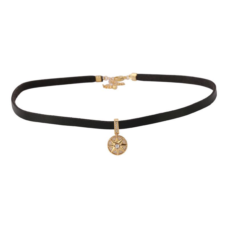 Dámský elegantní černý hvězdný choker: Špičkový náhrdelník na klíční kost, sladký a ostrý design