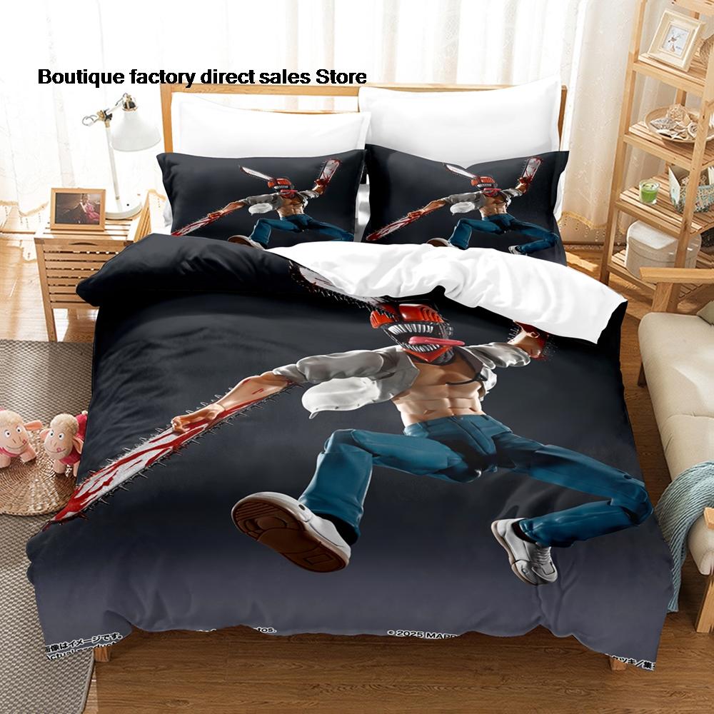 3Pcs Chainsaw Man Denji Anime Bedding Set 3D Print Shonen Manga Duvet Cover Pillowcases for Teens Fans Room Decor Gift Bed linen