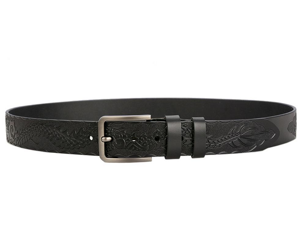 Personalized Men's Leather Belt for Jeans – Customized Carving Cowhide Belt Fashion Accessory