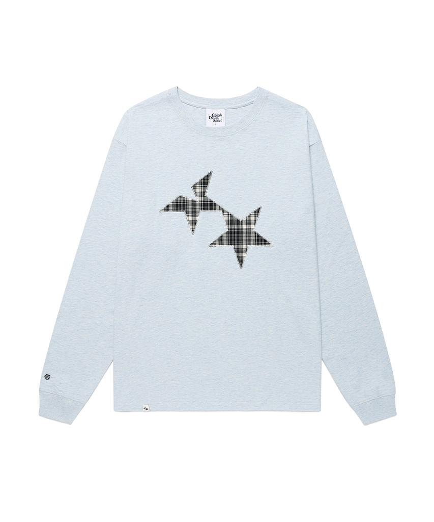 CAVISH Twin Star Check Applique Ls Tee Blue(Cv2Gsut555A)