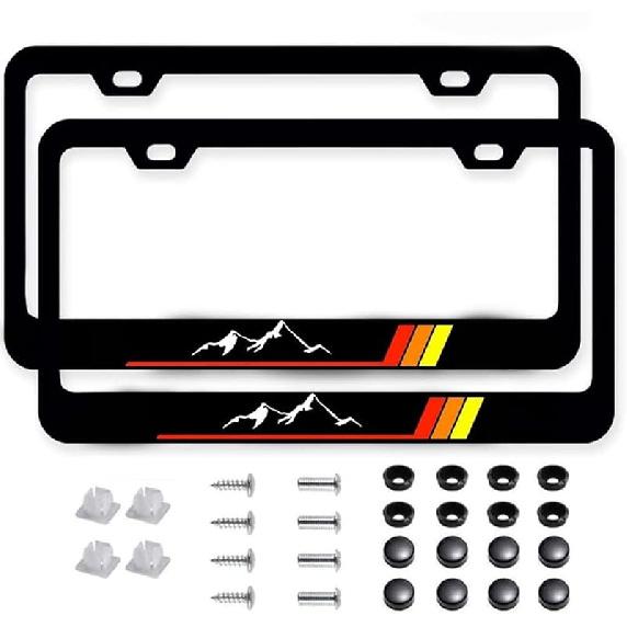 2 Pack Tri-Color License Plate Frames For BMW, Front Back License Plate Cover Fit For BMW, License Plate Bracket Holder Rust-Proof Rattle-Proof YellowOrRedMountain.Plate