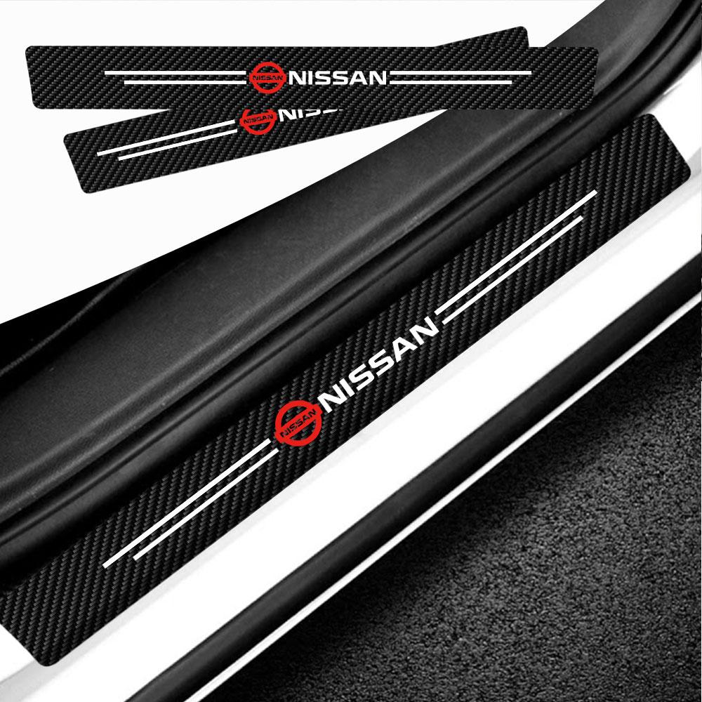 ASD1  Universal Leather Car Door Plate Sill Anti Scuff Protector Welcome Pedal Guard Sticker Center Cover For Nissan Juke Micra Leaf