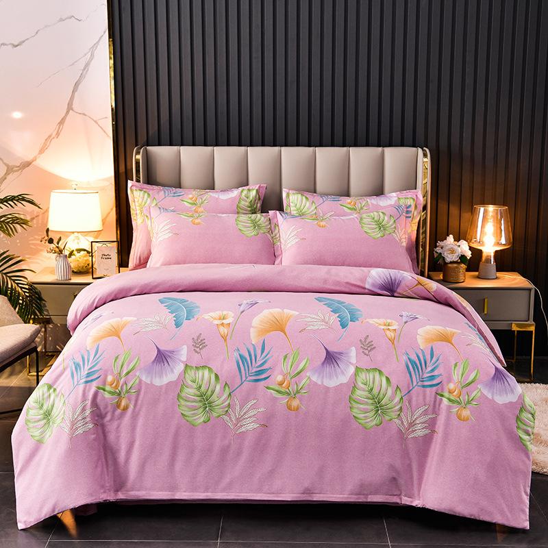 Thickened Cotton Four-piece Set, Pure Cotton Bed Sheet Quilt Cover, Dormitory Three-piece Set, Bedding