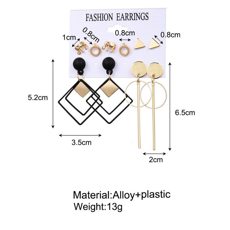 5 Pairs of Women's Earrings Alloy Animal Diamond-shape Earrings Set