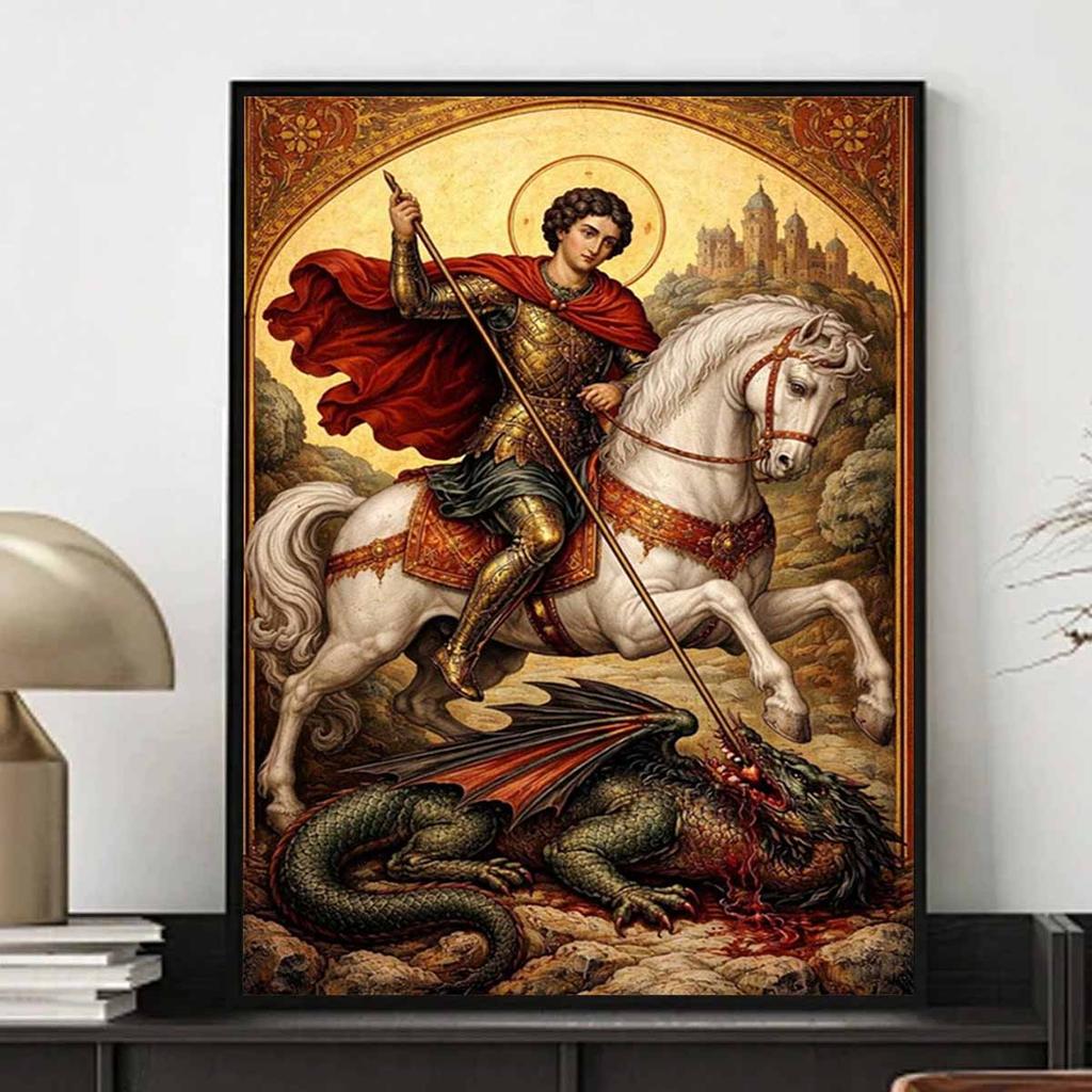 Diamond Painting Set DIY 5D Full Diamond Saint George and Dragon Art Crafts for Home Wall Decoration