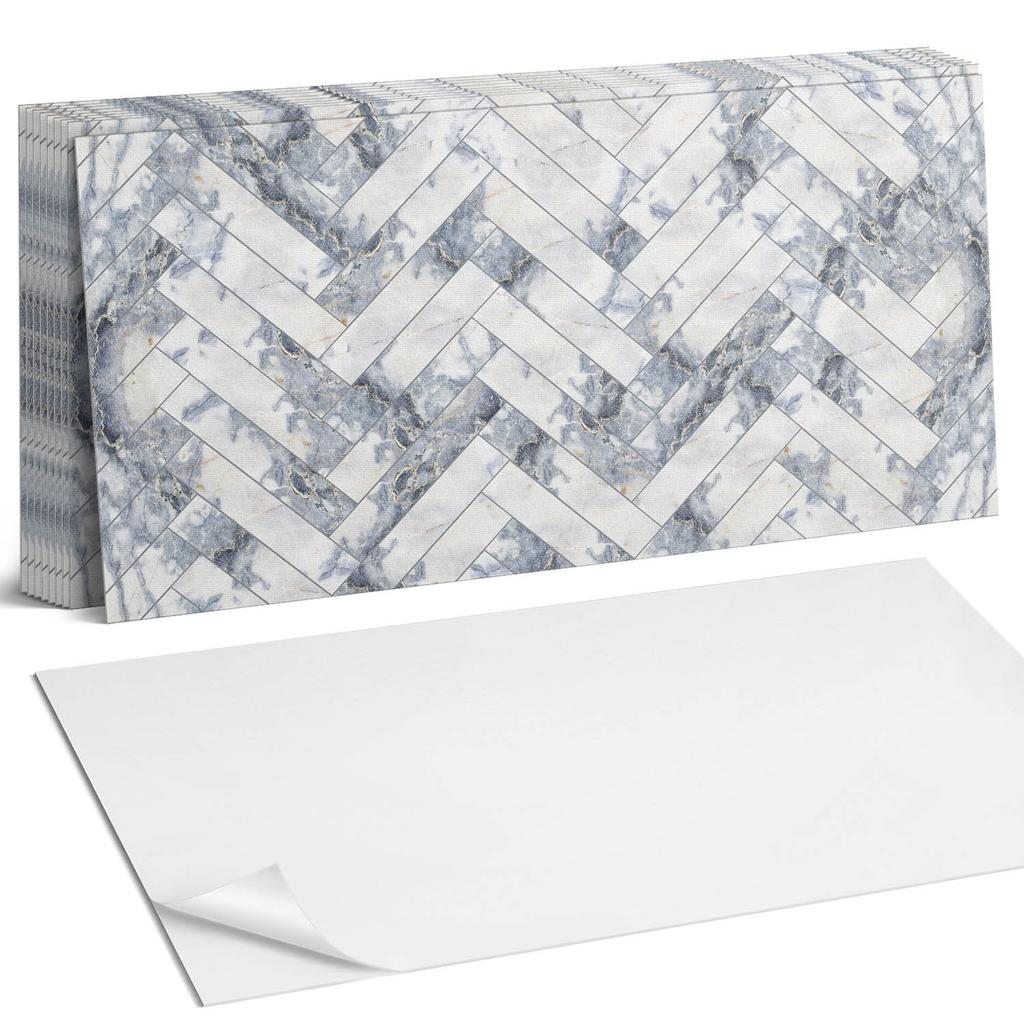 Kafelki Winylowe Samoprzylepne Z Nadrukiem Do Salonu Wzór W Jodełkę Marmuru 10X40X20 Cm