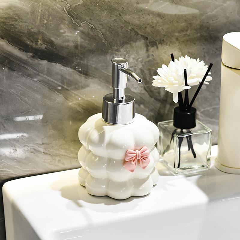 Floral soap dispenser hand washing liquid bottle bathroom shower gel press ceramic lotion shampoo bottle bathroom accessories