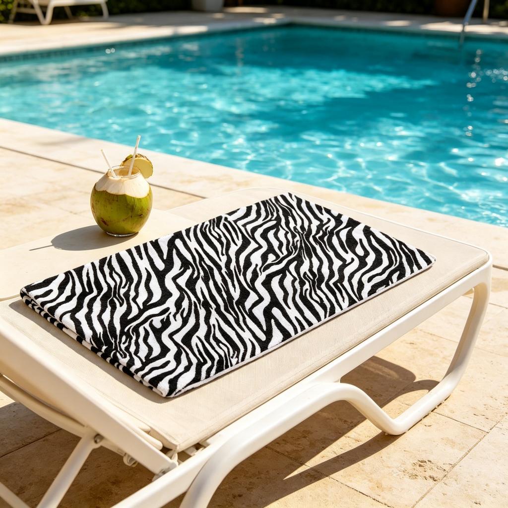 1 Pc Zebra Stripe Print Quick Dry Lightweight Breathable Comfortable Beach Towel For Summer Pool And Outdoor Activities