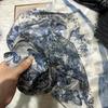 Bysifa|Blue White Silk Scarf Shawl Fall Winter Women Long Scarves Butterflies Design Summer Ladies Beach Silk Wrap Foulard