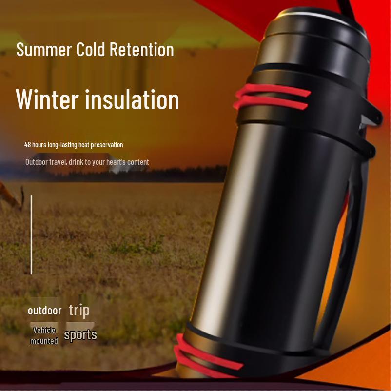 Large 5L Stainless Steel Insulated Thermos for Men - Portable Outdoor Travel Water Bottle