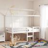 VidaXL High Bed with White Roof 80x200 Cm Solid Pine Wood, Bed, Bed Frame, Loft Bed, Bedroom Furniture, 3282136