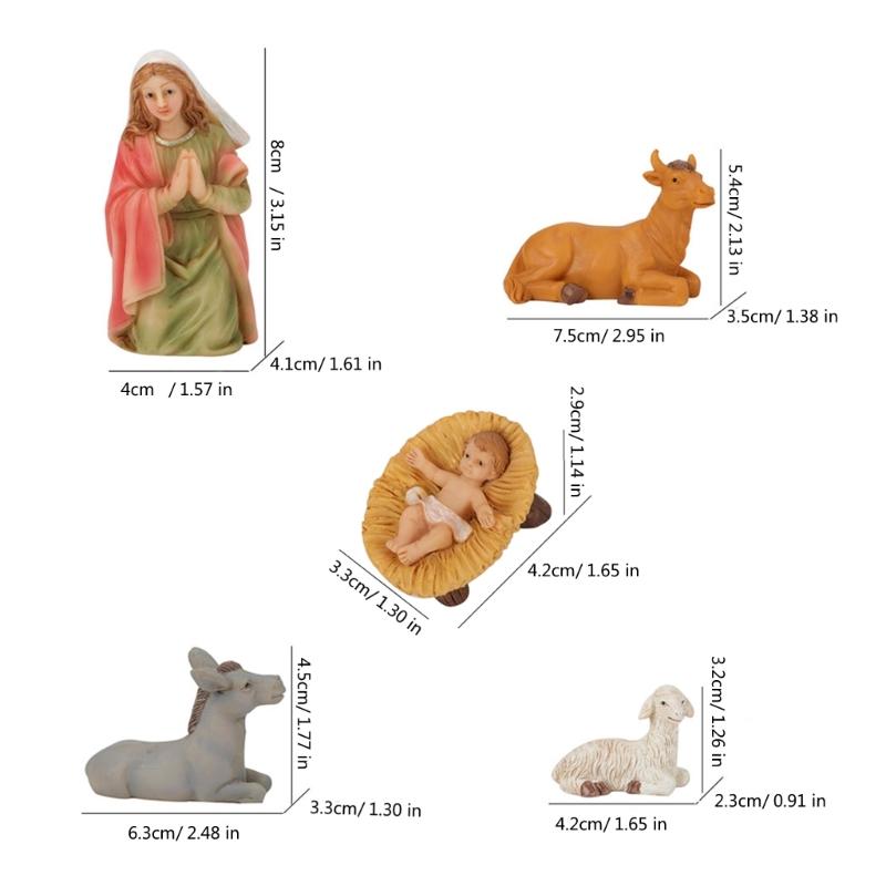 Christmas Nativity Figurines Holy Family Figure with Donkey Nativity Figure,Table Ornament Religious Christmas Decors
