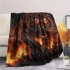 Flame Tiger Horse Dog Death Print Flannel Blanket,High Quality Comfortable for All Seasons,Home Decor,Warmth and Comfort,Perfect for Christmas Gifts