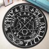 Motivo Sole Pentagramma, Schema Pentacolo, Carta Stellare, Stampa d'Arte Orientale Misteriosa, Tappeto con Rune Soprannaturali Bianco e Nero