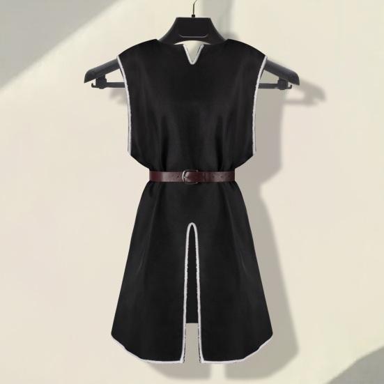 Medieval Viking Tunic Shirt V-Neck Sleeveless with Belt Mid Length Plus Size Cosplay Stage Renaissance Events Performance Halloween Costume Pirate Top