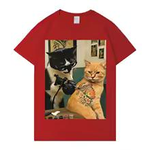 Trendy Graphic T Shrit Cat Smoking Tattoo Inked Funny Meme T-Shirt Harajuku Y2K T-Shirt Short-Sleeve Summer O Neck Casual Tshrit 3