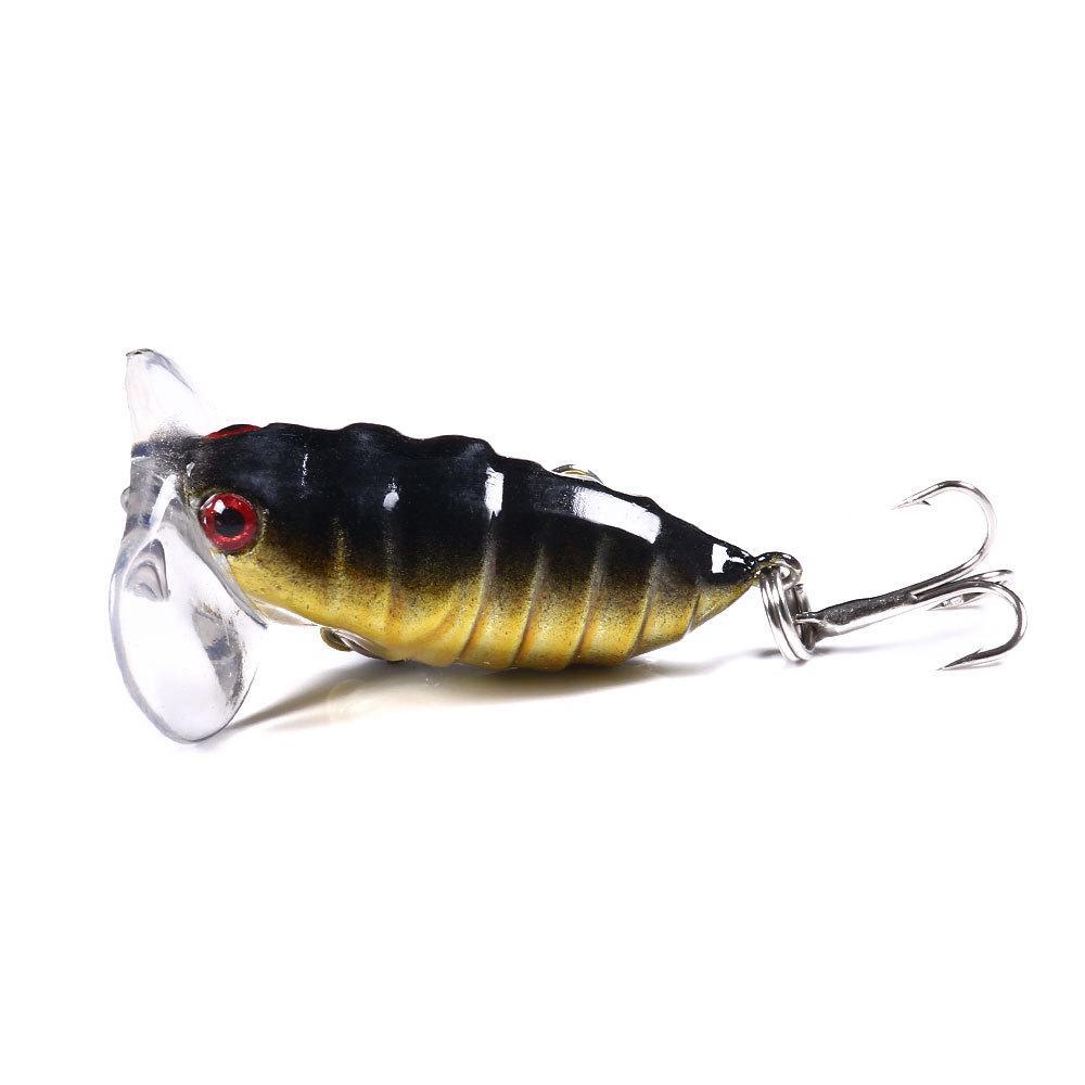 Japanese Micro Bait Set: Floating Rock Minnow, Surface Cicada, Trout Imitation, and Horse Mouth White Stripe Lures.