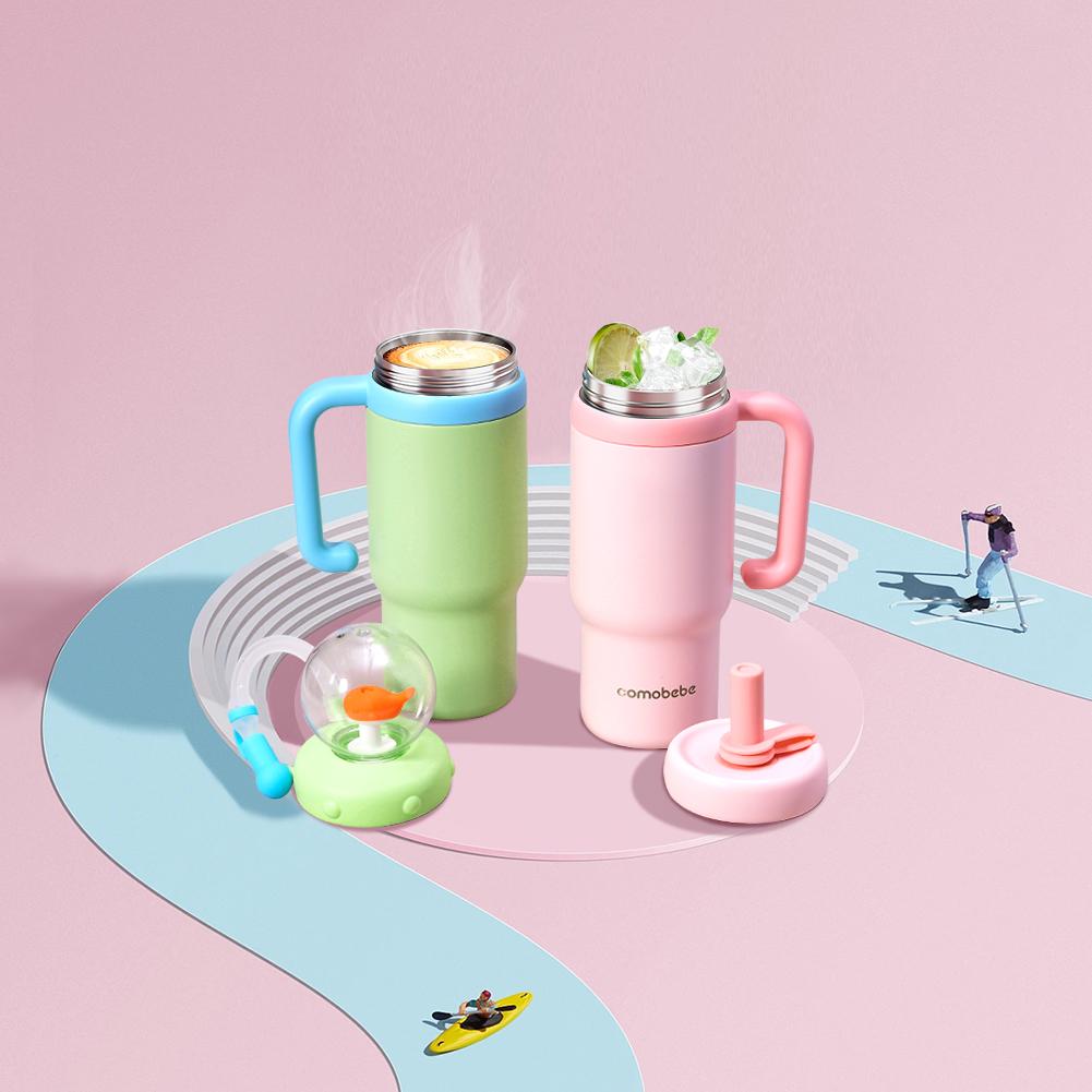 40oz Straw Double-Layer Insulated Cup Stainless Steel Portable Water Cup Vacuum Thermal Insulated Mug for Cold Hot Beverages