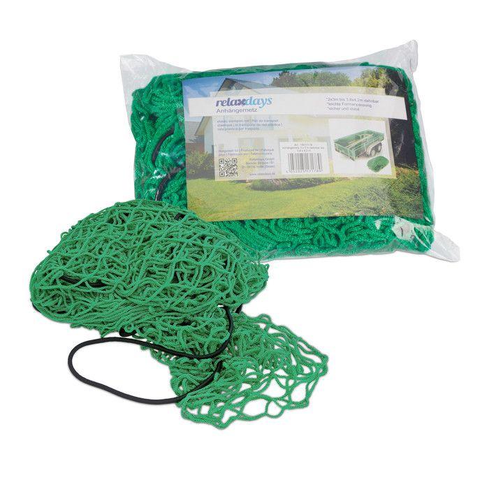 Filet pour Remorque - Relaxdays - 10017178 - Vert - Élastique - 2x3m extensible à 3,8x4,2m