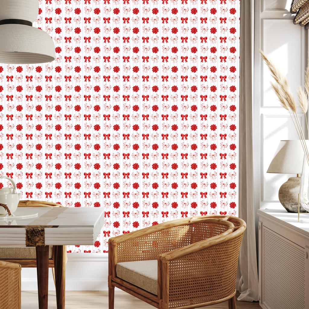 Christmas wallpaper mint white and coral motifs 50x1000
