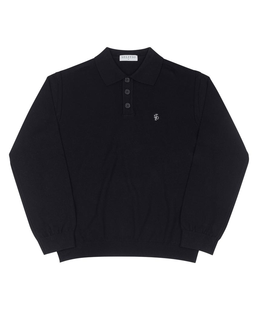 SELITIO Men'S Basic Soft Collar Knit Black