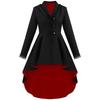 Medieval Retro Long Coat with Irregular Hem Swallowtail Design, Unique Buttons, Lace Trim Trench Coat Cosplay Outfit