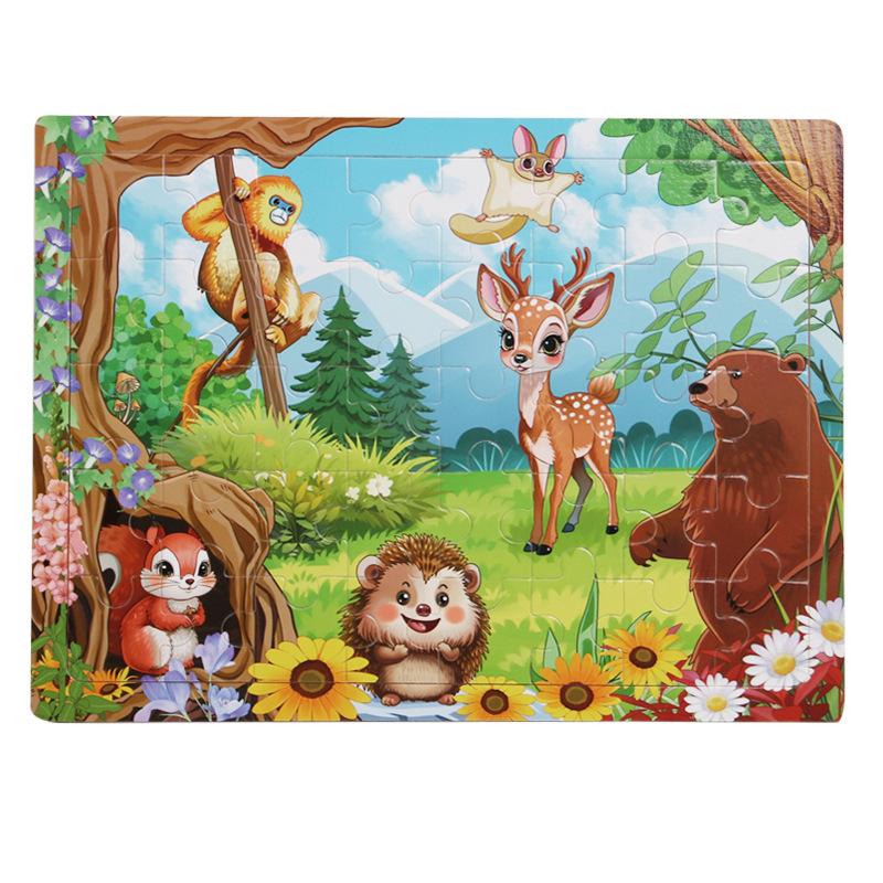 

Children 40Piece Montessori Toys Wooden Puzzles Cartoon Animal/vehicle Intelligence Jigsaw 3d Puzzles Educational Toys фіолетовий