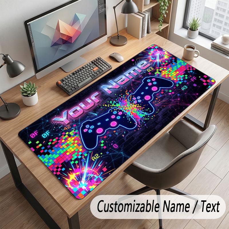 Game Controller Theme Customized Mouse Pad Personalized Print Name Text Desk Mat For Home Office Table Decor